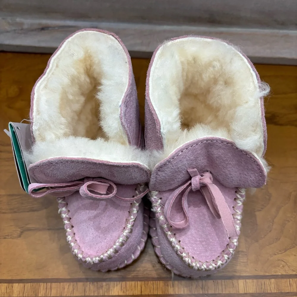Toddler girls' LAMO Baby‎ Moc PINK Bootie Soft Wool Lining Moccasins Sz xl(5)